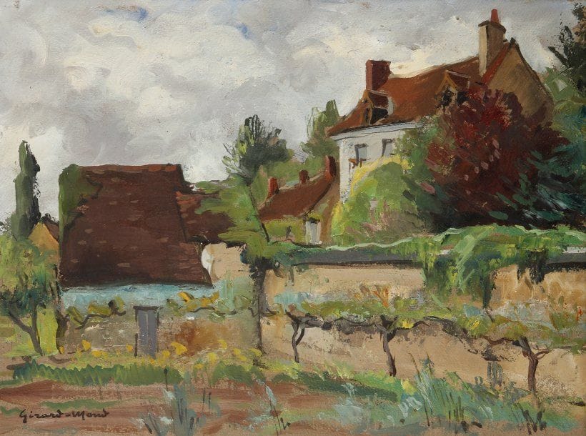 Girard Edmond-Emile dit GIRARD-MOND (1892-?)
Au Gué-du-Loir. Huile sur carton. Signée en bas à gauche et titrée au dos. 24 x 33 cm 