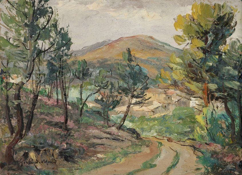 Girard Edmond-Emile dit GIRARD-MOND (1892-?)
Vers St Salvador. Huile sur carton. Signée en bas à gauche et titrée au dos. 24 x 33.50 cm 
