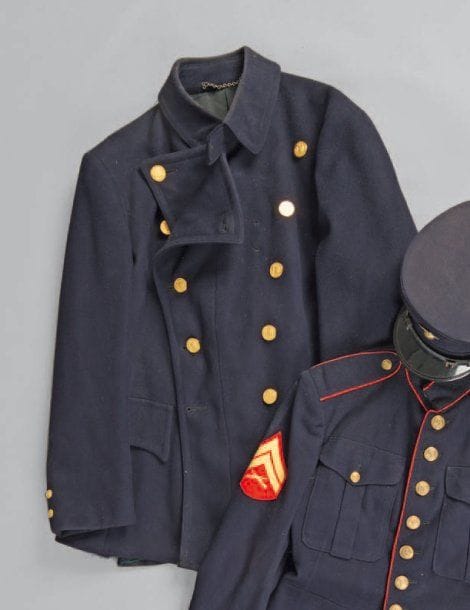 Caban de la Police de New York. Drap bleu marine. Boutons en laiton doré. A.B.E. Vers 1960