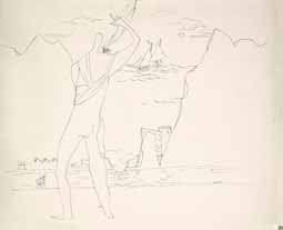 Jean LURCAT (1892-1966)
Homme face à la mer, 1928. Dessin à l'encre. Signé et daté 28 vers le bas et vers la droite. 49,5 x 64 cm. Provenance : Marie Cuttoli / Henri Laugier