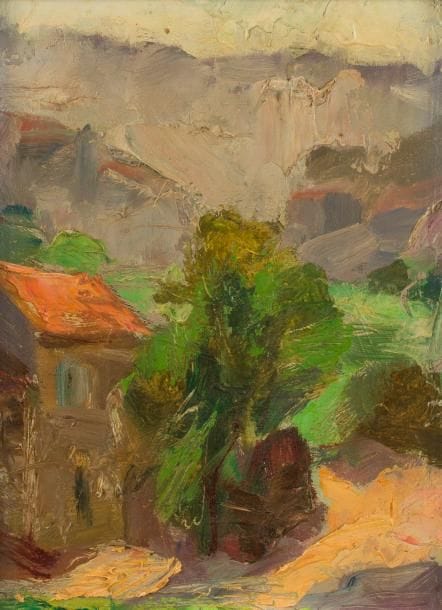 Georges Anatolievitch de POGEDAIEFF (1894-1971)
Paysage
Huile sur panneau.
Étiquette de l'artiste au dos.
23x17cm


Георгий ПОЖЕДАЕВ (Григорий Анатольевич ПОЖИДАЕВ) (1894 - 1971)
Пейзаж
Масло, фанера.
На обороте наклейка художника с его адресом и подписью.
23 х 17 см