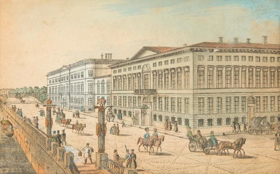 Vue du Palais d'Hiver. SPB. Vers 1840.
Encre etgouache. 14,5x10cm
Les quais de la Néva et l'enfilade du Palais d'Hiver. SPB. Vers 1840.
Encre etgouache. 14,5x10cm
Vue de Saint Petersbourg, vers 1840.
Encre etgouache. 14,5x10cm