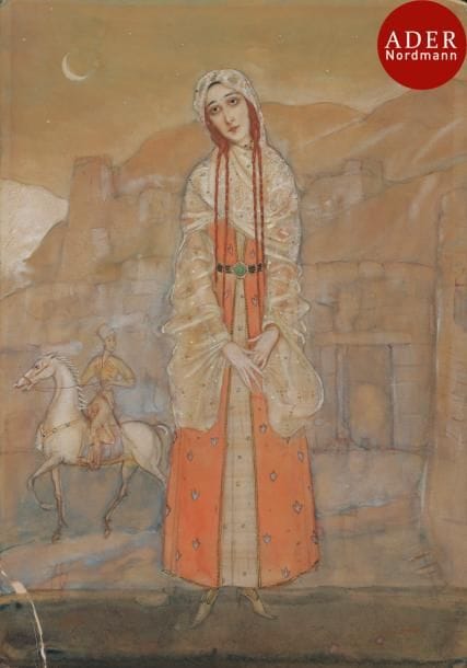 ÉCOLE DEBUT XXe siècle
Jeune femme aux nattes rousses
Technique mixte sur papier.
Signée en bas à gauche.
Coin gauche en bas plié.
23,5 x 16,5 cm