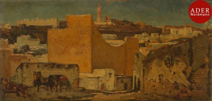 Georges CLAIRIN (1843-1919)
Ville orientale
Huile sur carton.
Signée en bas à droite.
13 x 25 cm