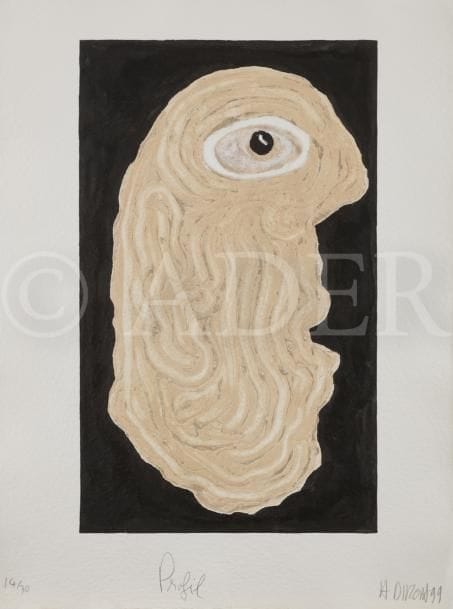 Hervé DI ROSA (né en 1959)
Profil
Gravure au carborundum.
Rehaussée à la main.
Signée en bas à droite et titrée en bas au milieu.
Tirage à 30 exemplaires.
76 x 57 cm