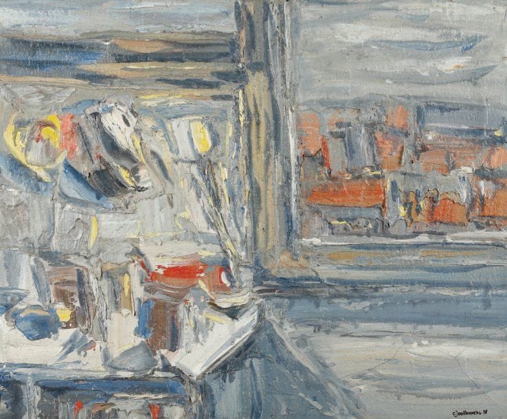 Claude JOUHANNEAU
L'atelier, 1998. Huile sur toile. Signée et datée en bas à droite. Signée au dos. 54 x 65 cm