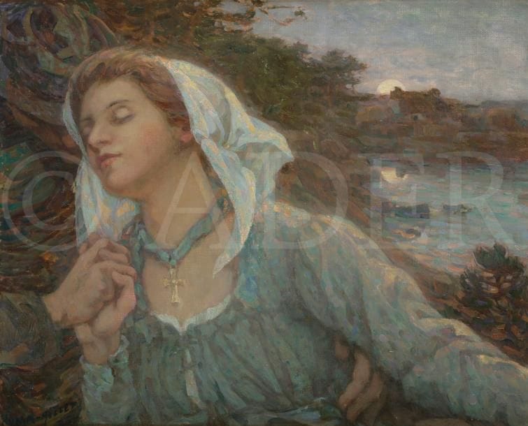 Numa-François GILLET (1868-1940)
Rêverie
Huile sur toile.
Signée en bas à gauche.
(Petites restaurations).
38 x 46 cm