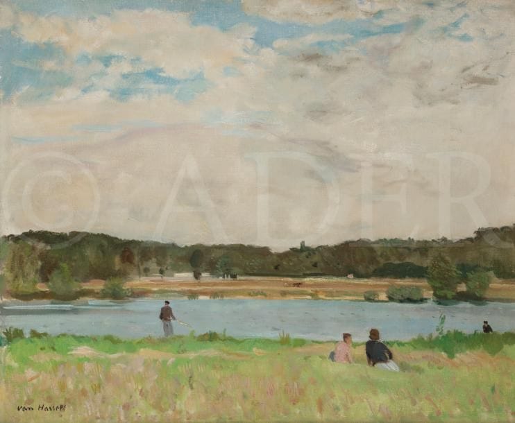Willem VAN HASSELT (1882-1963)
Bord de Seine animé
Huile sur toile.
Signée en bas à gauche.
54 x 65 cm
