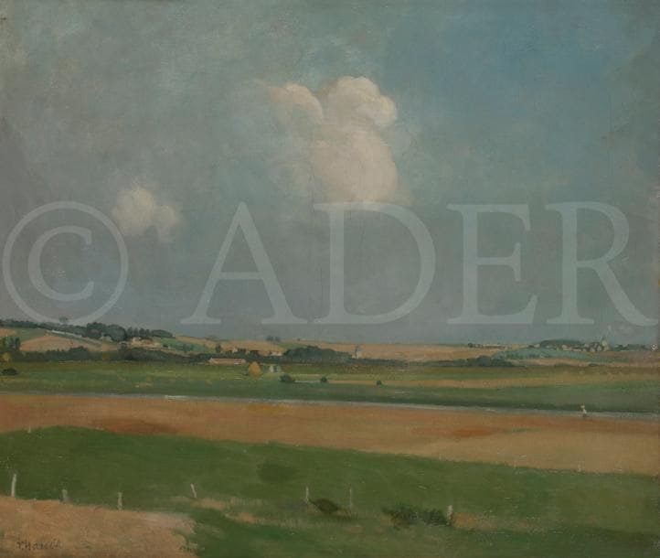 Willem VAN HASSELT (1882-1963)
Paysage au grand ciel
Huile sur toile.
Signée en bas à gauche.
(Restaurations).
50 x 61 cm
