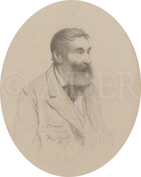 James Camille LIGNIER (1880-1914)
Portrait de Monsieur Draeger, 1886
Dessin à la mine de plomb.
Signé, daté et dédicacé.
22.5 x 18 cm