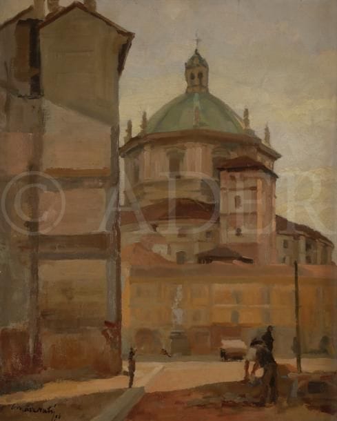 Carlo MARZORATI (1894-1958)
Ville d’Italie, 1936
Huile sur carton.
Signée en bas à gauche.
45 x 36 cm
