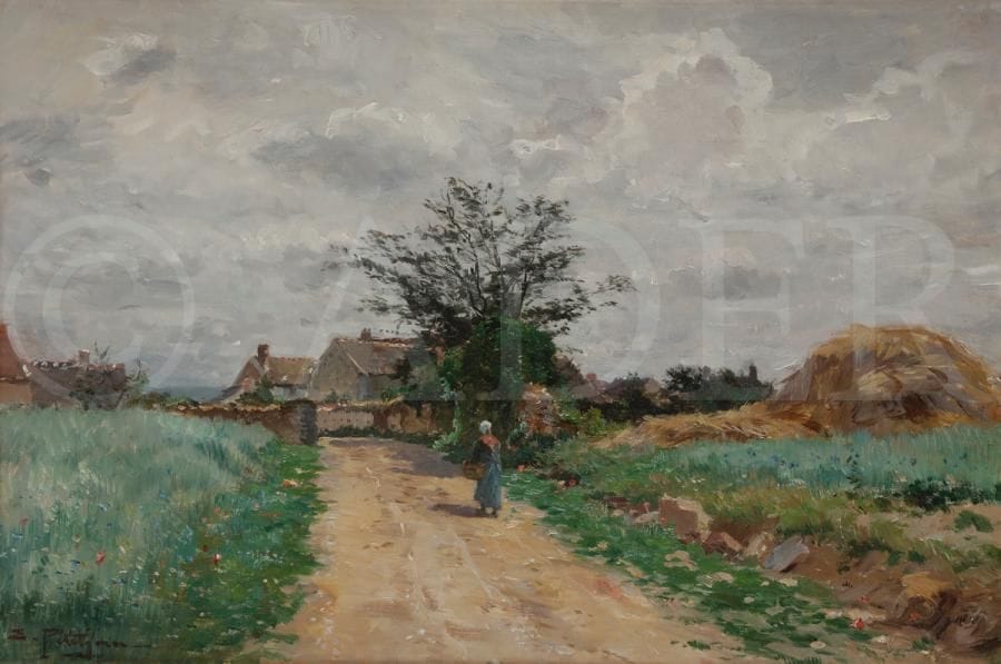 Edmond Marie PETITJEAN (1844-1925)
Paysage animé
Huile sur toile.
Signée en bas à gauche.
33 x 48.5 cm