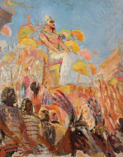 Georges-Antoine ROCHEGROSSE (1859-1938)
Fête orientale
Huile sur carton.
Signée en bas à gauche.
41 x 33 cm