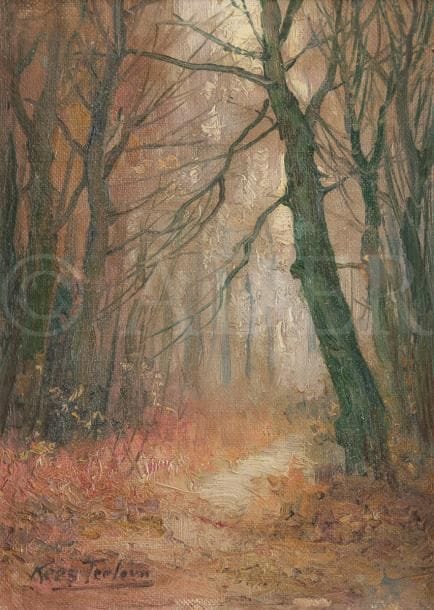 Kees TERLOUW (1890-1948)
Chemin dans la forêt
Huile sur carton toilé.
Signée en bas à gauche.
22 x 16 cm