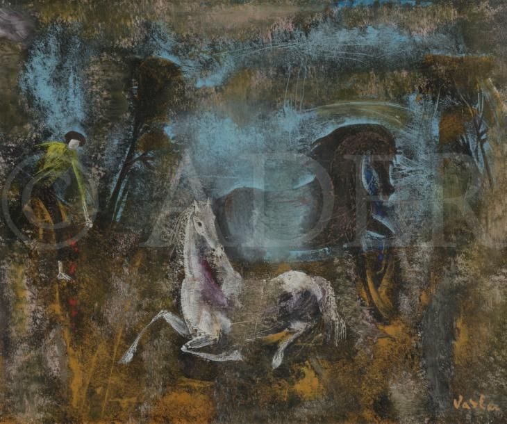 Félix VARLA (1903-1986)
Les Chevaux
Huile sur carton.
Signée en bas à droite.
32.5 x 36 cm