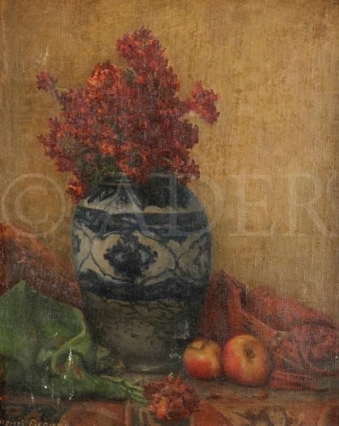 Henri-Georges BRÉARD (1873-c.1939)
Nature morte au vase de fleurs
Huile sur toile.
Signée en bas à gauche.
(Usures).
50 x 40 cm
