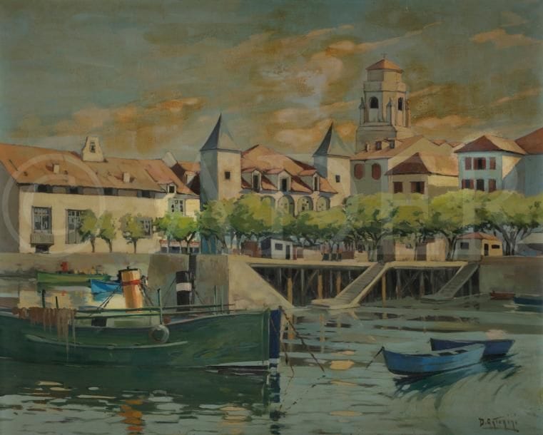 Dante ANTONINI (1914-1985)
Saint-Jean-de-Luz, le port
Huile sur panneau.
Signée en bas à droite.
46 x 55 cm