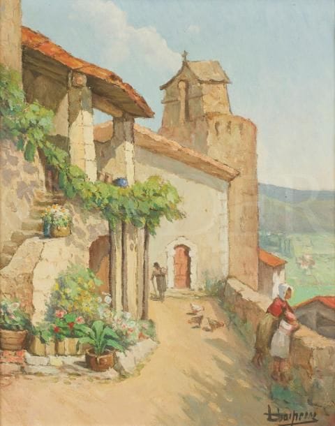 Louis-Émile CHARPENNE (XIX-XX)
Femme et petite filles accoudées avec poules
Huile sur toile.
Signée en bas à droite.
55 x 46 cm