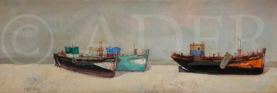 Michel CIRY (né en 1919)
Épaves, 1961
Huile sur toile.
Signée et datée en bas à gauche.
Signée, datée et titrée au dos.
34 x 102 cm