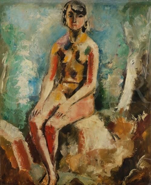 Charles DUFRESNE (1876-1938)
Nu assis
Huile sur toile.
Signée en bas à droite.
65 x 54 cm