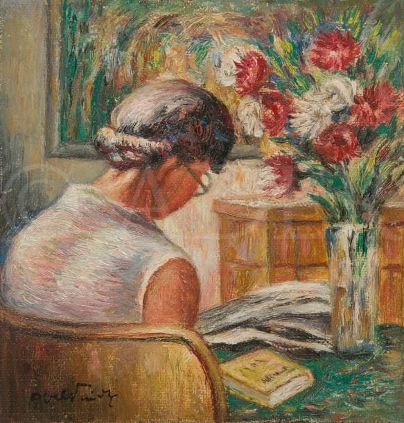 Abel-Jules FAIVRE (1867-1945)
Femme lisant
Huile sur toile collée sur panneau.
Signée en bas à gauche.
15.5 x 15 cm