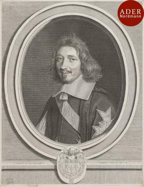Robert Nanteuil (1623-1678)
 Le Chancelier Michel Le Tellier. 1658. Burin. 250 x 325. Petitjean et Wickert 109. Très belle épreuve du 1er état (sur 3), avant modification du millésime, collée par les angles sur vélin. Inscriptions à la plume et à l’encre sépia sous le sujet. Marges étroites.