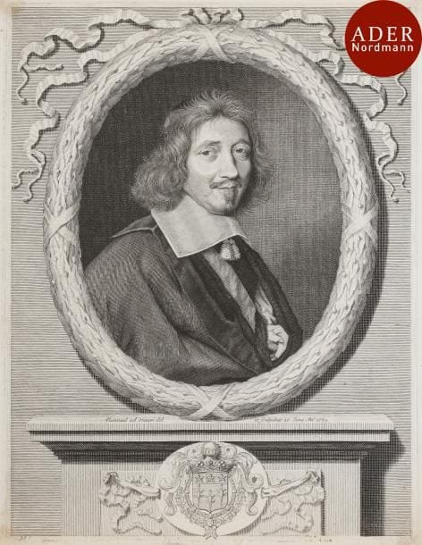 Robert Nanteuil (1623-1678)
 Le Chancelier Michel Le Tellier. 1659. Burin. 270 x 360. Petitjean et Wickert 111. Très belle épreuve collée par les angles sur vélin. Petite oxydation de la colle dans les angles. Inscriptions à la plume et à l’encre sépia sous le sujet. Marges étroites.