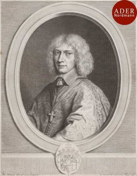 Robert Nanteuil (1623-1678)
 Henri II de Savoie, duc de Nemours. 1651. Burin. 250 x 320. Petitjean et Wickert 178. Très belle épreuve du 2e état (sur 3), avant modification du millésime, collée par les angles sur vélin. Quelques petites rousseurs, auréoles d’humidité et taches. Belles marges.
