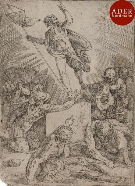 Giovanni Battista Franco (1498-1561)
 La Résurrection du Christ. Eau-forte. 140 x 200. Bartsch 18. Belle épreuve en tirage du XVIIe s., rognée au trait carré. Petit manque dans l’angle inférieur gauche. Quelques rousseurs et points de rouille.