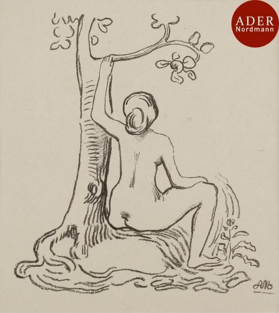 Aristide Maillol (1861-1944)
 Femme nue assise sous un arbre. 1895. Zincographie. 195 x 205. Guérin 264 ; A. et A. Bonafous-Murat, Maurice Dumont et «L’Epreuve», 262. Très belle épreuve sur vélin glacé ivoire, à part du tirage effectué pour L’Épreuve, album d’art. Très grandes marges. Ex-coll. H.-M. Petiet (Lugt 5031).