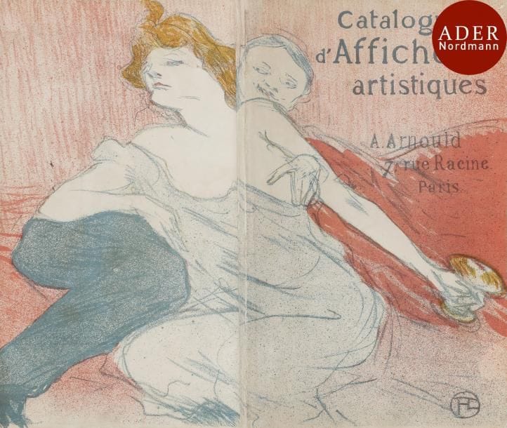Henri de Toulouse-Lautrec (1864-1901) 
 Catalogue d’Affiches artistiques française et étrangères. Estampes. P. Arnould, 1896. Un vol. in-8, broché, contenant 32 pl. hors-texte de reproductions d’œuvres de l’artiste. Couverture illustrée d’une lithographie en couleurs sur les deux plats, Débauche (2e pl.), 1896 (Delteil 178 ; Wittrock 167). Très rare. Ex. très frais.

 L’homme représenté est Maxime Dethomas (1867-1929), peintre et graveur ami de Lautrec. 