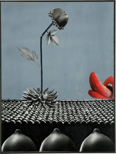 Antonio Galvez (né en 1928)
Photomontage. c. 1975. Photomontage et gouache. Signature à gauche. 65 x 50 cm.