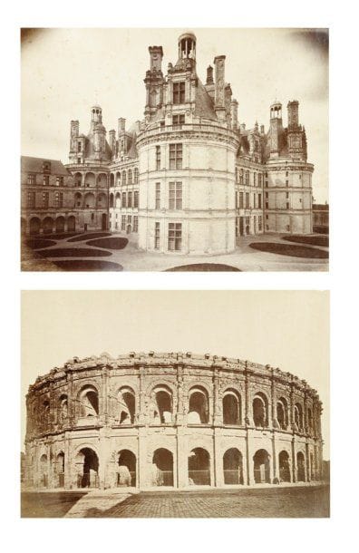 Neurdein Frères
France. Vues diverses. Châteaux en France. c. 1870. Album oblong contenant 47 épreuves sur papier albuminé (dont une signée Louviers). Légendes sur les supports ou en bas de l'image. Format moyen des épreuves : 21 x 27 cm.