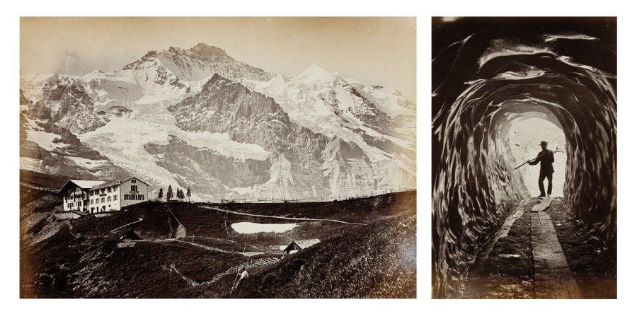 Suisse
Alpes. Sud-Est de la France. c. 1870-1890. Bâle. Lucerne. Grindelwald (glacier supérieur). Jungfrau. La Kleine Scheidegg. Fribourg. Mürren. Chamonix. Thoune. Arles. Cannes. Nice. Menton et Monaco. Album contenant environ 125 épreuves sur papier albuminé, photomécaniques et aristotypes. Formats moyens : 12 x 19 ; 18 x 26 et 21 x 27 cm.