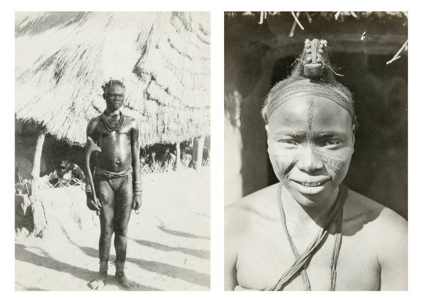 Croisière Noire-Mission Citroën. 2ème Mission Haart Audouin-Dubreuil. 1924-1925. Fort Archambault. Youdos (Tchad). Haart au Tchad. Fille galante à Madarounfa (Niger). Deux épreuves argentiques d'époque, légendées aux versos. 17 x 12 cm. Une épreuve argentique d'époque, montée sur carton. 24,5 x 15,5 cm.
