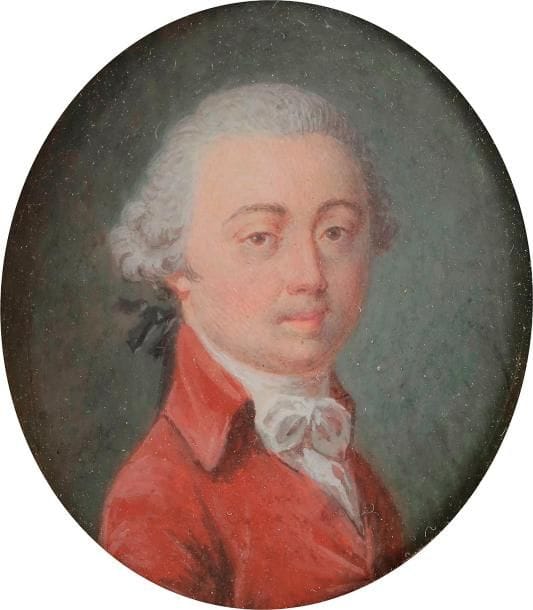 - Homme en costume vieux rose et perruque poudrée, en buste vers la droite sur fond gris-vert
Miniature du XVIIIe siècle, époque Louis XVI, ovale à vue 3,5 x 3,1 cm
Cadre à miniature moderne en bois vernis, rect. 9,2 x 8,6 cm
- Femme en coiffure bouffante ornée de roses, drapé dans un foulard vert, en buste de face
Miniature du XIXe siècle d’après un portrait du XVIIIe siècle, ovale 4,1 x 3,3 cm
Cadre à miniature en bois vernis moderne, rect. 9,4 x 8,9 cm
- Femme en robe brune, collerette blanche et ruban jaune assorti à son foulard et au ruban de sa coiffe de dentelle, vers 1825.
Miniature du XIXe siècle, diam. à vue 6,3 cm
Cadre en bois tourné à visière de laiton doré, XIXe siècle, diam. 11,2 cm
(gondolée, fendillée en bas)