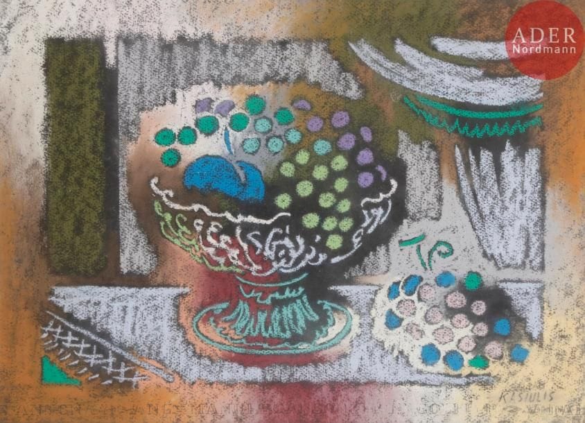 Vytautas KASIULIS [lituanien] (1918-1995)
Coupe de fruits
Pastel.
Signé en bas à droite.
30 x 40 cm