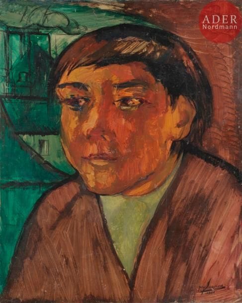 Joseph LACASSE (1894-1975)
Autoportrait, 1927-30
Huile sur papier contrecollé sur panneau.
Signée et datée en bas à droite.
65 x 50 cm