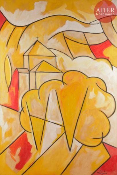 Pierre MANGUIN (1951)
Le Pey de Durance, 1989
Huile sur toile.
Signée en bas à droite.
Titrée et datée au dos.
(Accident).
195 x 130 cm