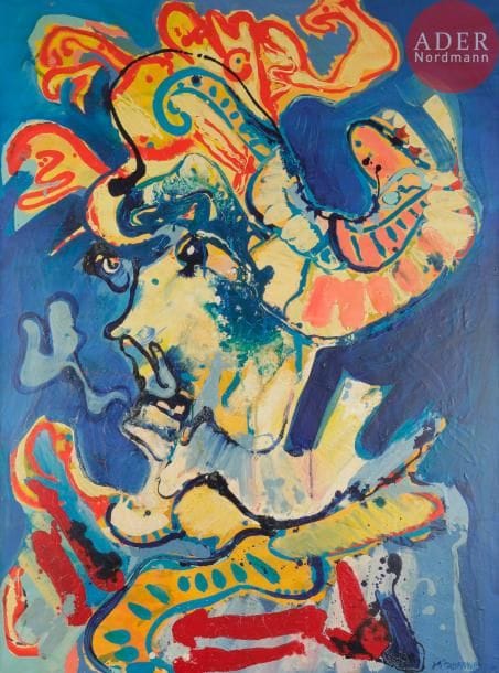 France MITROFANOFF (né en 1942)
Composition, 1974
Huile sur toile.
Signée en bas à droite.
Signée et datée au dos.
130 x 97 cm