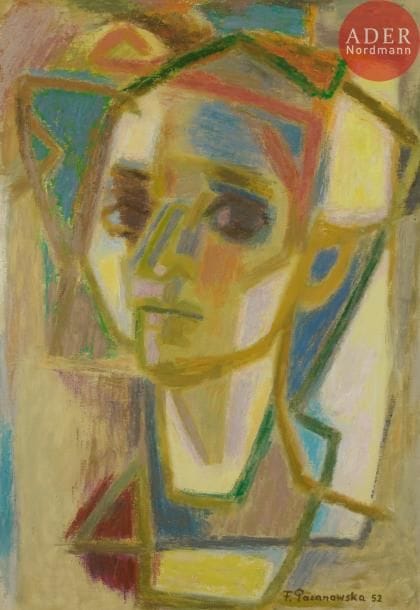 Felicia PACANOWSKA [polonaise] (1915-2002)
Portrait de femme, 1952
Huile sur toile.
Signée et datée en bas à droite.
73 x 50 cm
Provenance : 
Mostra Internazionale del Ritratto, Centro delle Arti Quo Vadis Fondazione Romana Marchesa j. Umiastowska, Rome, mai 1955 (étiquette au dos).