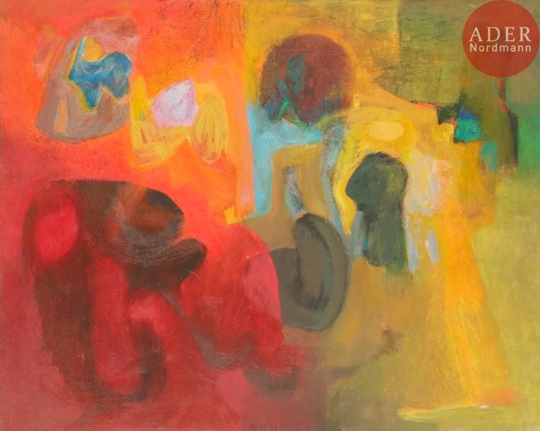 Paul Shusaku FOUJINO (1925-1982)
Cruscade, 1960
Huile sur toile.
Signée en japonais, datée et titrée au dos.
65 x 81 cm
