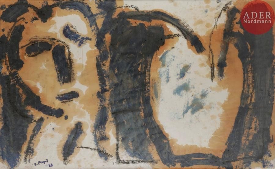 Serge PLAGNOL (né en 1951)
Visage, 1988
Huile sur papier.
Signée et datée en bas à gauche.
65 x 100 cm