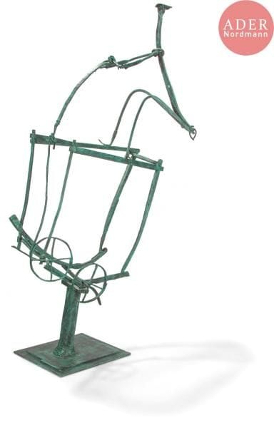 Louis CANE (né en 1943)
Le Char
Bronze à patine verte.
Signé et numéroté 6/8 sur la base.
110 x 60 x 25 cm