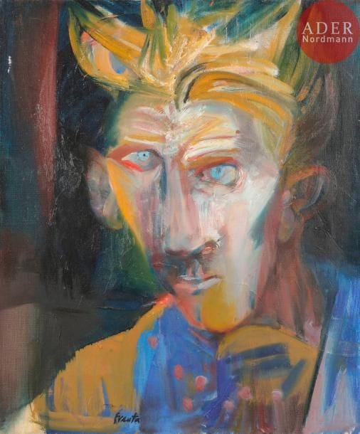 François FRANTA (né en 1930)
Portrait d’homme, 1963
Huile sur toile.
Signée en bas vers la gauche.
Signée et datée au dos.
55 x 46 cm