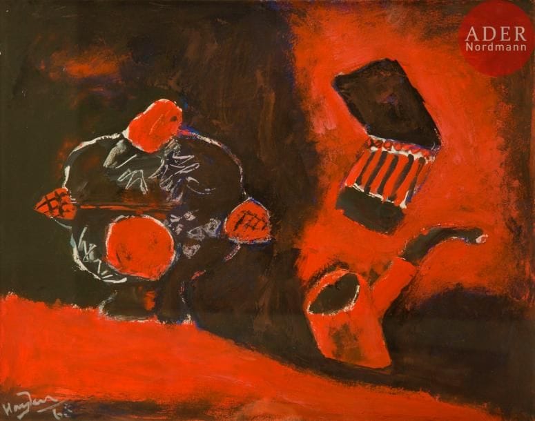 Henri HAYDEN [franco-polonais] (1883-1970)
Nature morte à la pipe et à la boîte d’allumettes, 1968
Gouache.
Signée et datée en bas à gauche.
25 x 31.5 cm
 
Un certificat de Pierre Célice daté du 16 août 2006 sera remis à l’acquéreur.