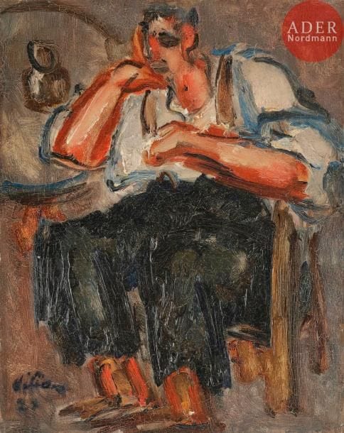 Jean HÉLION (1904-1987)
Homme accoudé - Portrait de femme, 1927 (?)
Huile sur toile double-face.
Signée et datée en bas à gauche.
41 x 33 cm