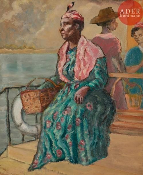MAYANI (XXe siècle)
Femme noir sur le bateau
Huile sur toile.
Signée au dos.
46 x 38 cm