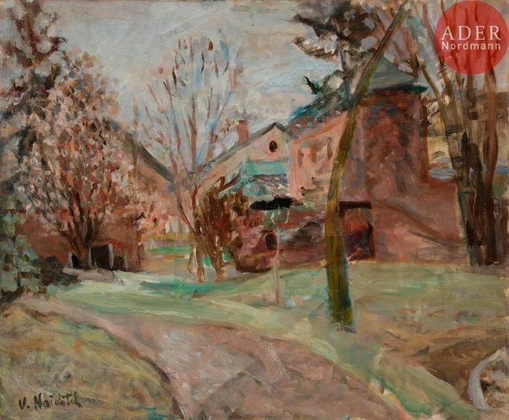 Vladimir NAIDITCH (1903-1980)
Paysage aux maisons
Huile sur toile.
Signée en bas à droite.
54 x 65 cm