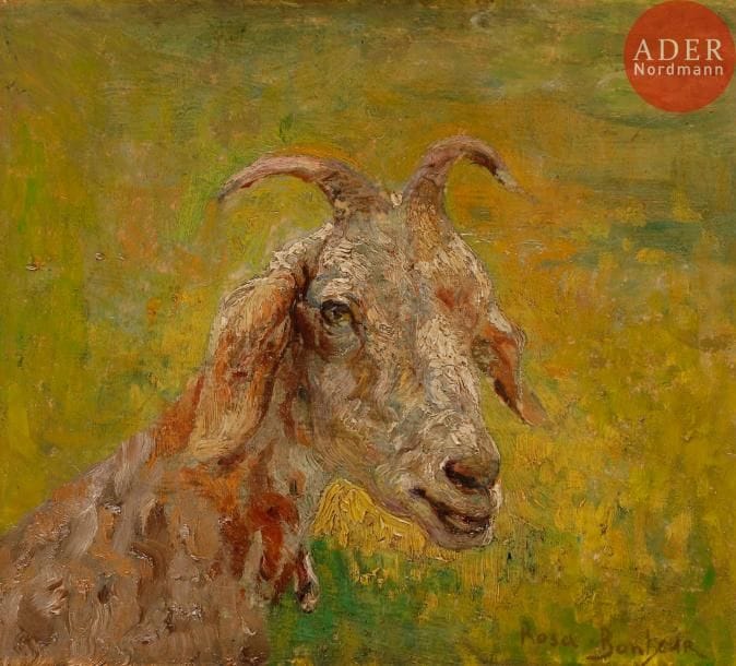 Rosa BONHEUR (1822-1899)
La Chèvre
Huile sur panneau.
Signée en bas à droite.
22 x 25 cm